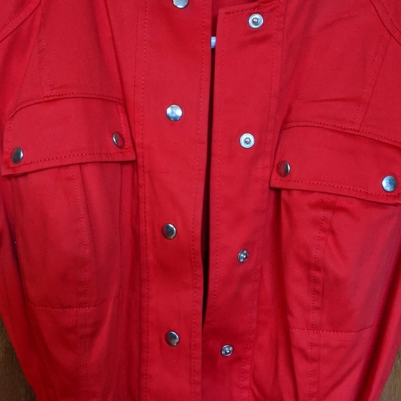 Calvin Klein red snap up belted short sleeve dress - Picture 2 of 7